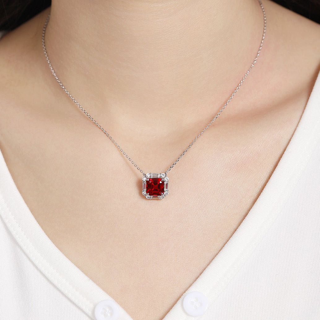 s925 sterling silver lab ruby/sapphire/emerald/paraiba/cobalt spinel & cz diamond necklace