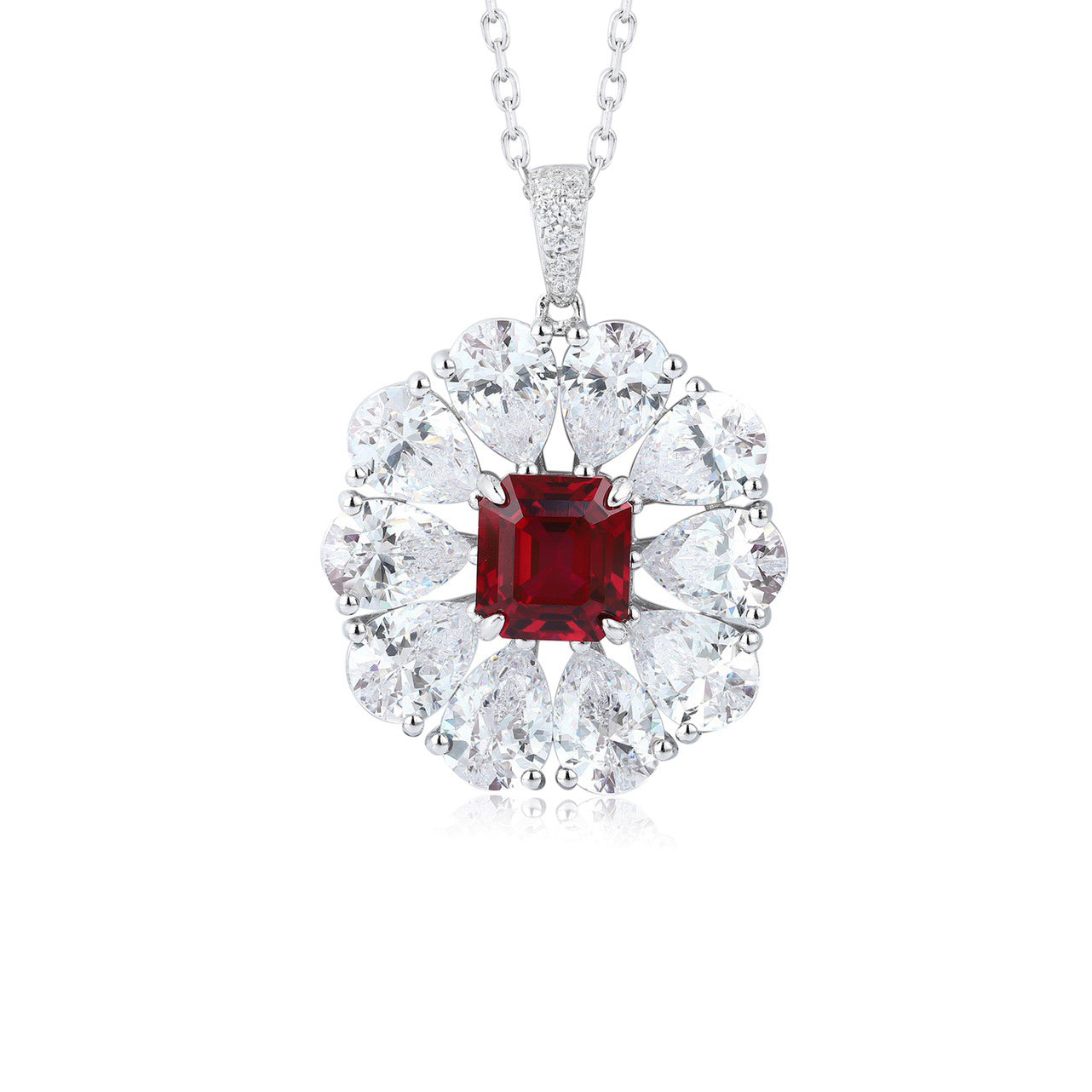 s925 sterling silver lab ruby/sapphire/emerald/paraiba/cobalt spinel & cz diamond necklace