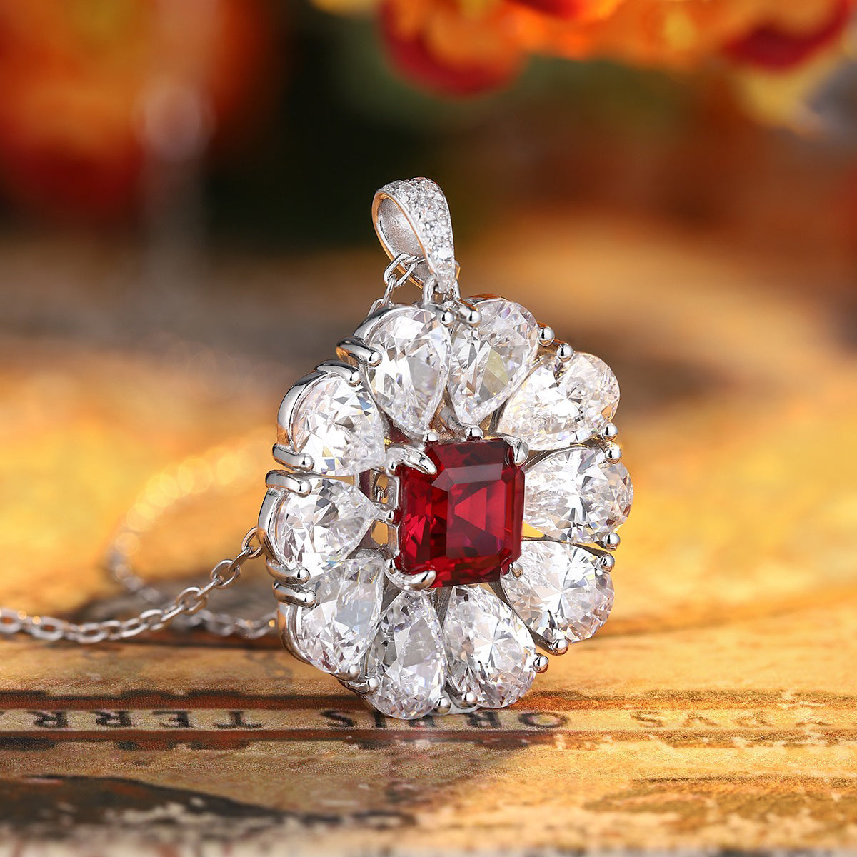 s925 sterling silver lab ruby/sapphire/emerald/paraiba/cobalt spinel & cz diamond necklace