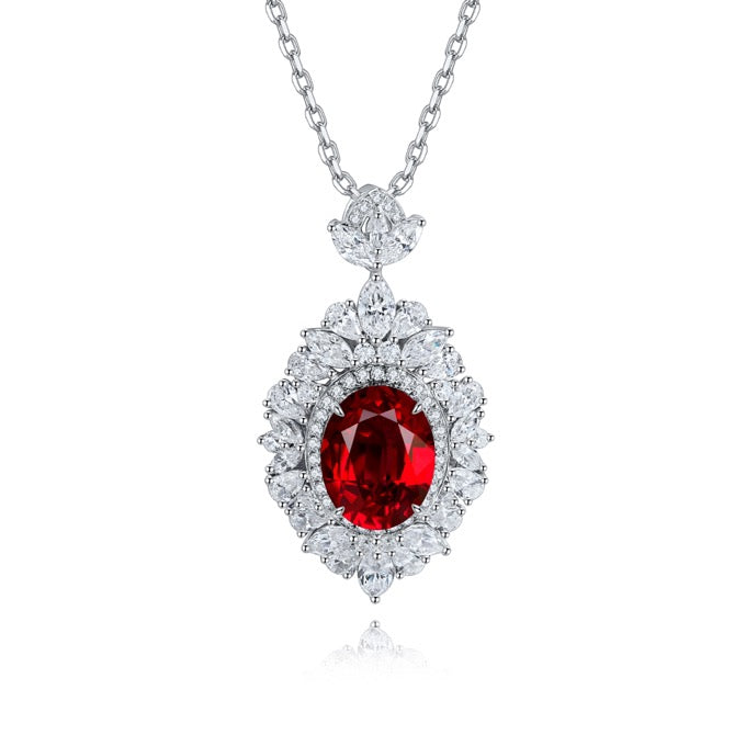 s925 sterling silver lab emerald/ruby/sapphire/paraiba/cobalt spinel & cz diamond necklace