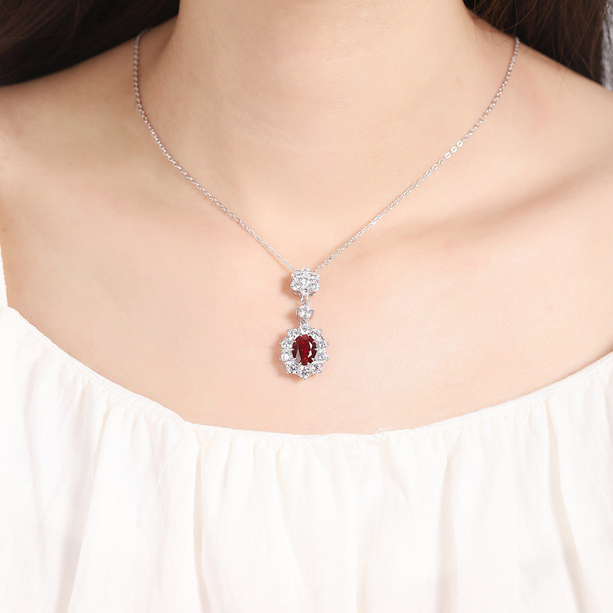 s925 sterling silver lab sapphire/ruby/emerald/paraiba/cobalt spinel & cz diamond necklace