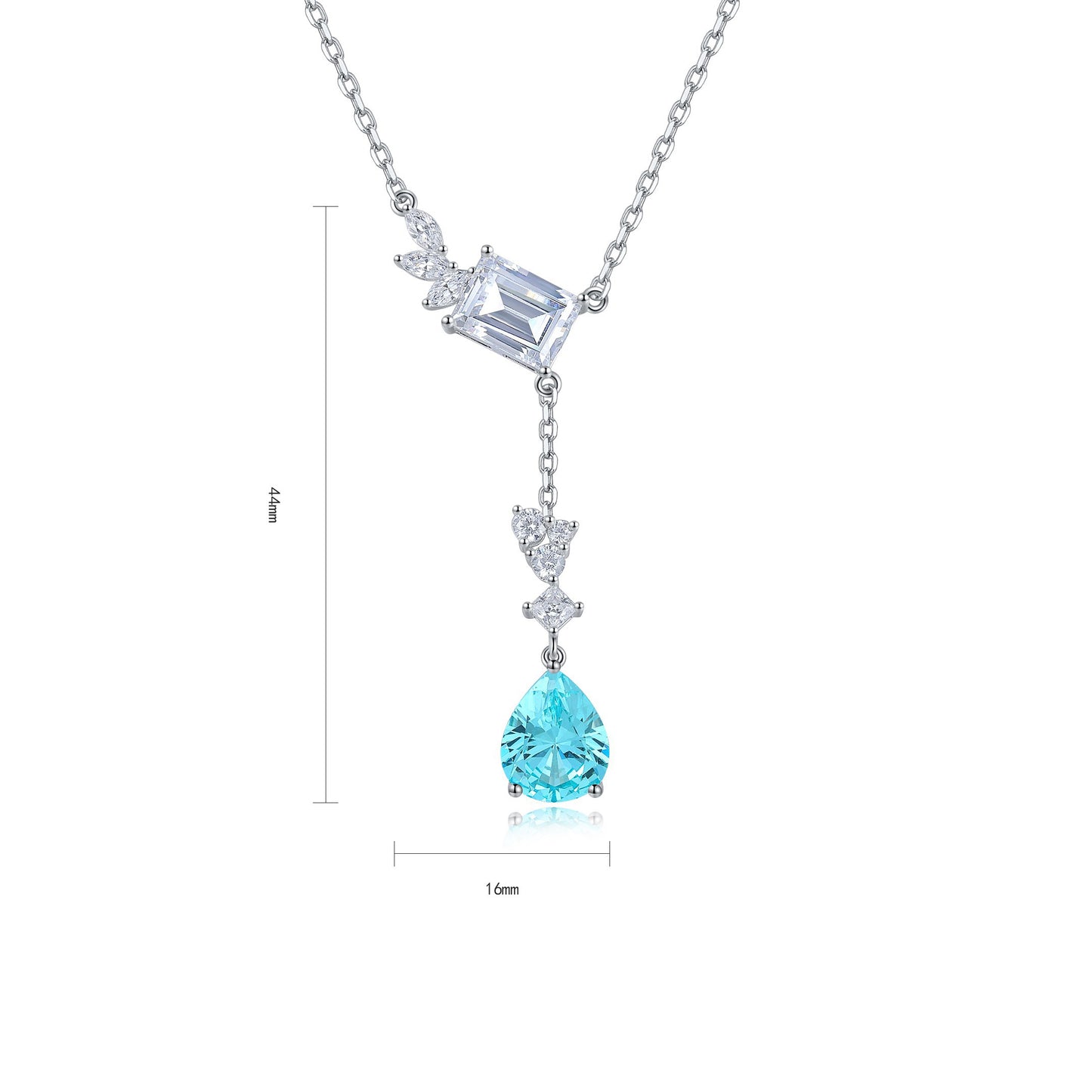 s925 sterling silver lab paraiba & cz diamond necklace