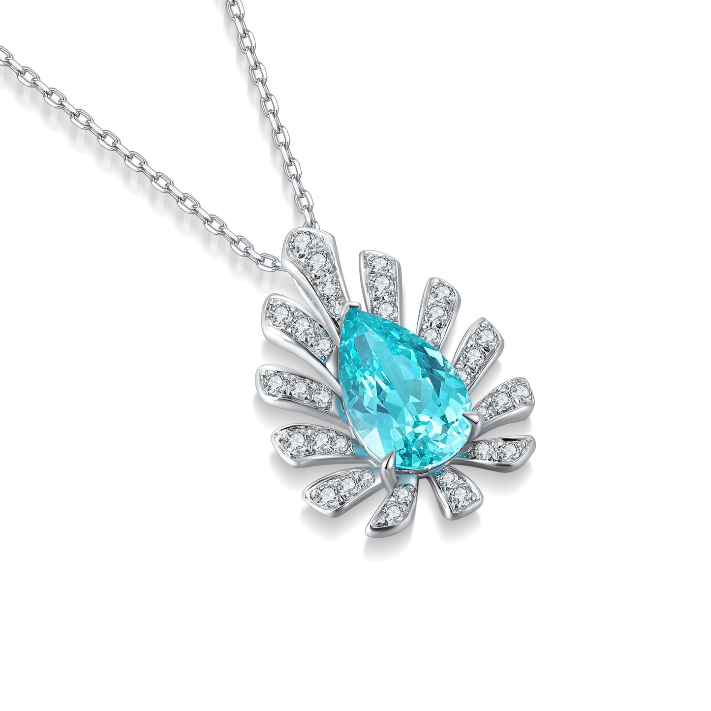 s925 sterling silver lab ruby/sapphire/emerald/paraiba/cobalt spinel & cz diamond necklace