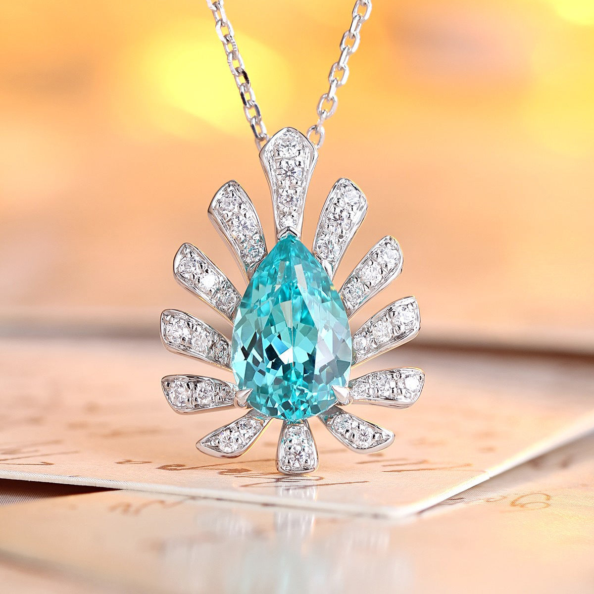 s925 sterling silver lab ruby/sapphire/emerald/paraiba/cobalt spinel & cz diamond necklace