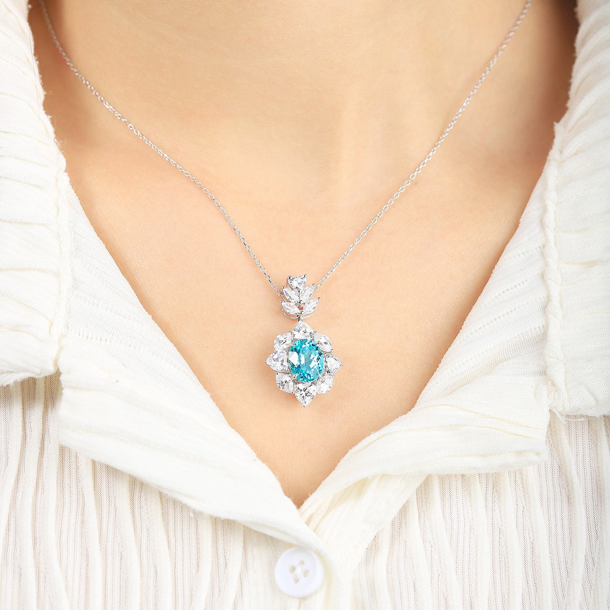 s925 sterling silver lab sapphire/ruby/emerald/paraiba/cobalt spinel & cz diamond necklace