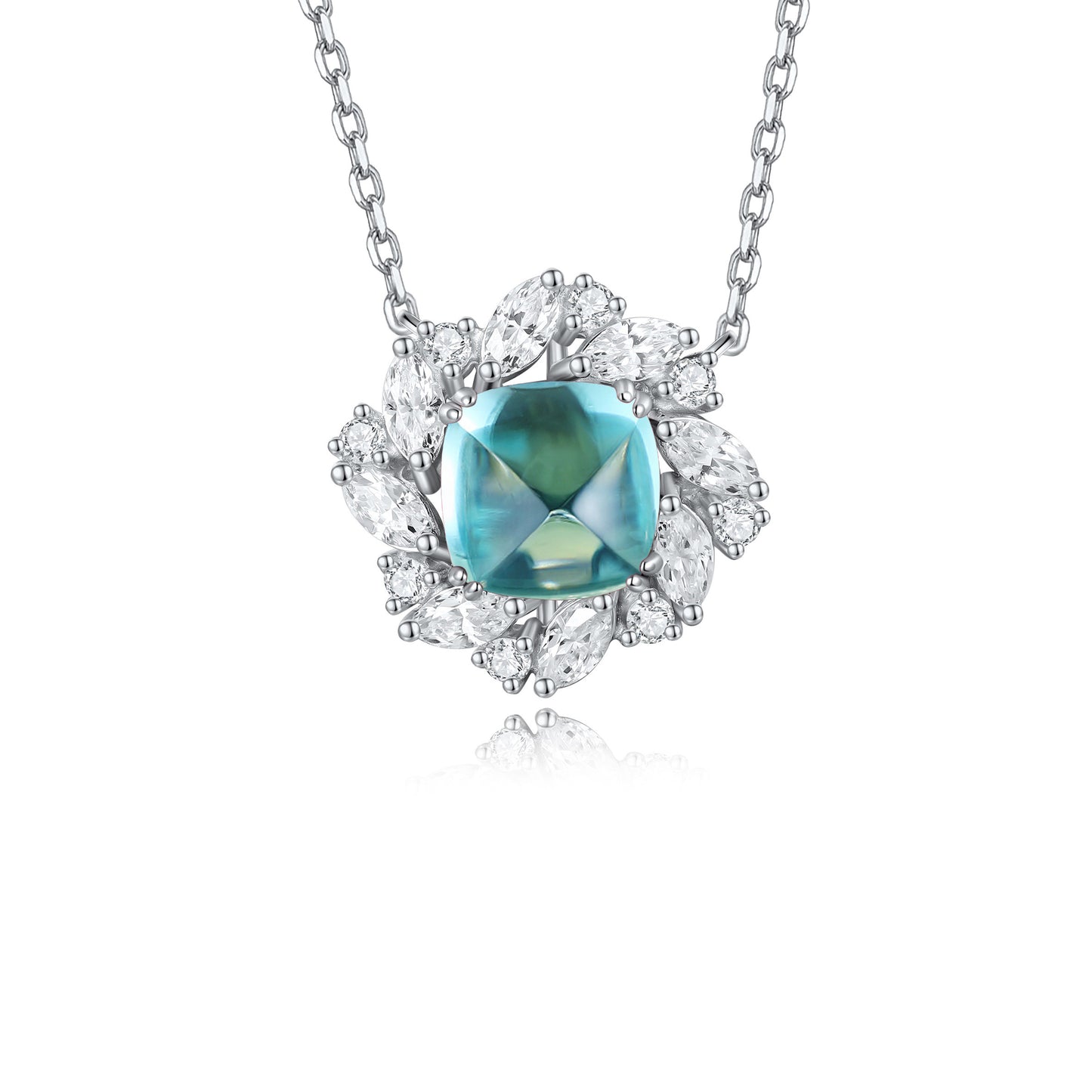 s925 sterling silver lab ruby/emerald/sapphire/paraiba & cz diamond necklace