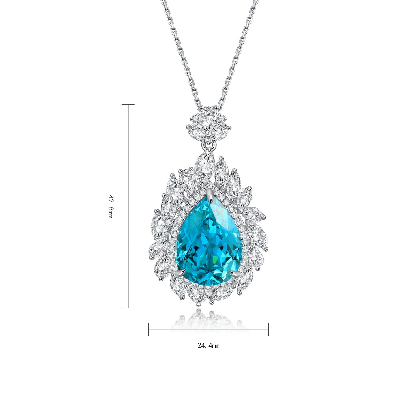 s925 sterling silver lab paraiba & cz diamond necklace