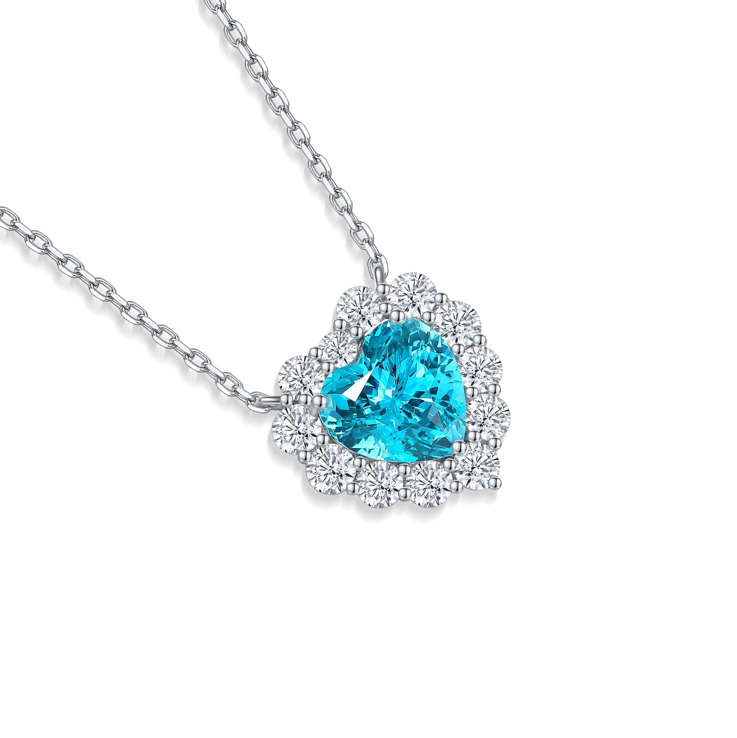 s925 sterling silver lab sapphire/paraiba/ruby & cz diamond necklace