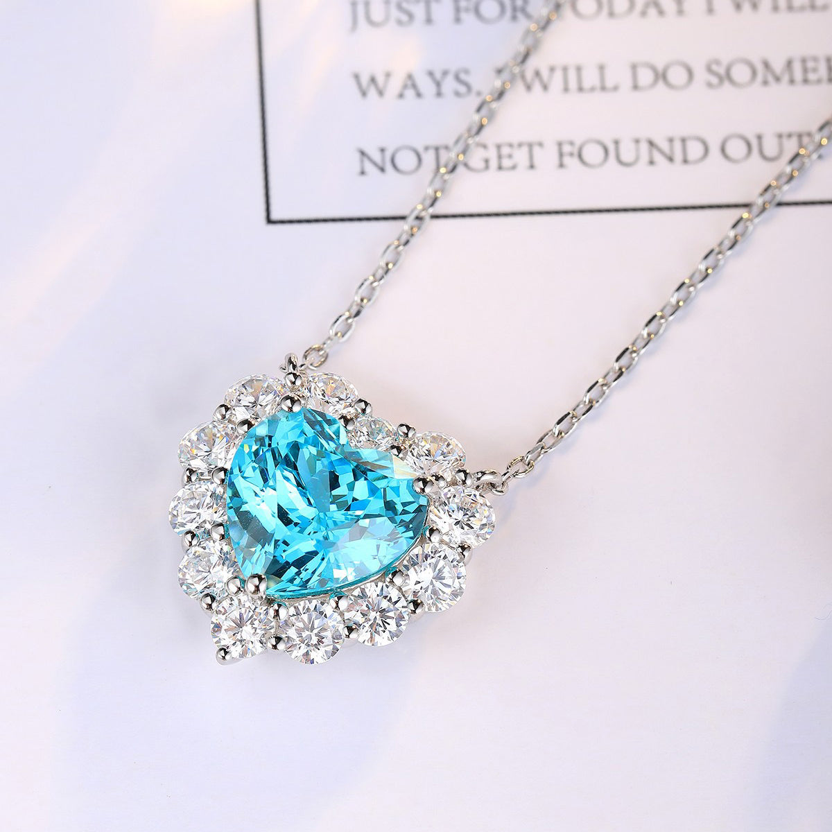 s925 sterling silver lab sapphire/paraiba/ruby & cz diamond necklace