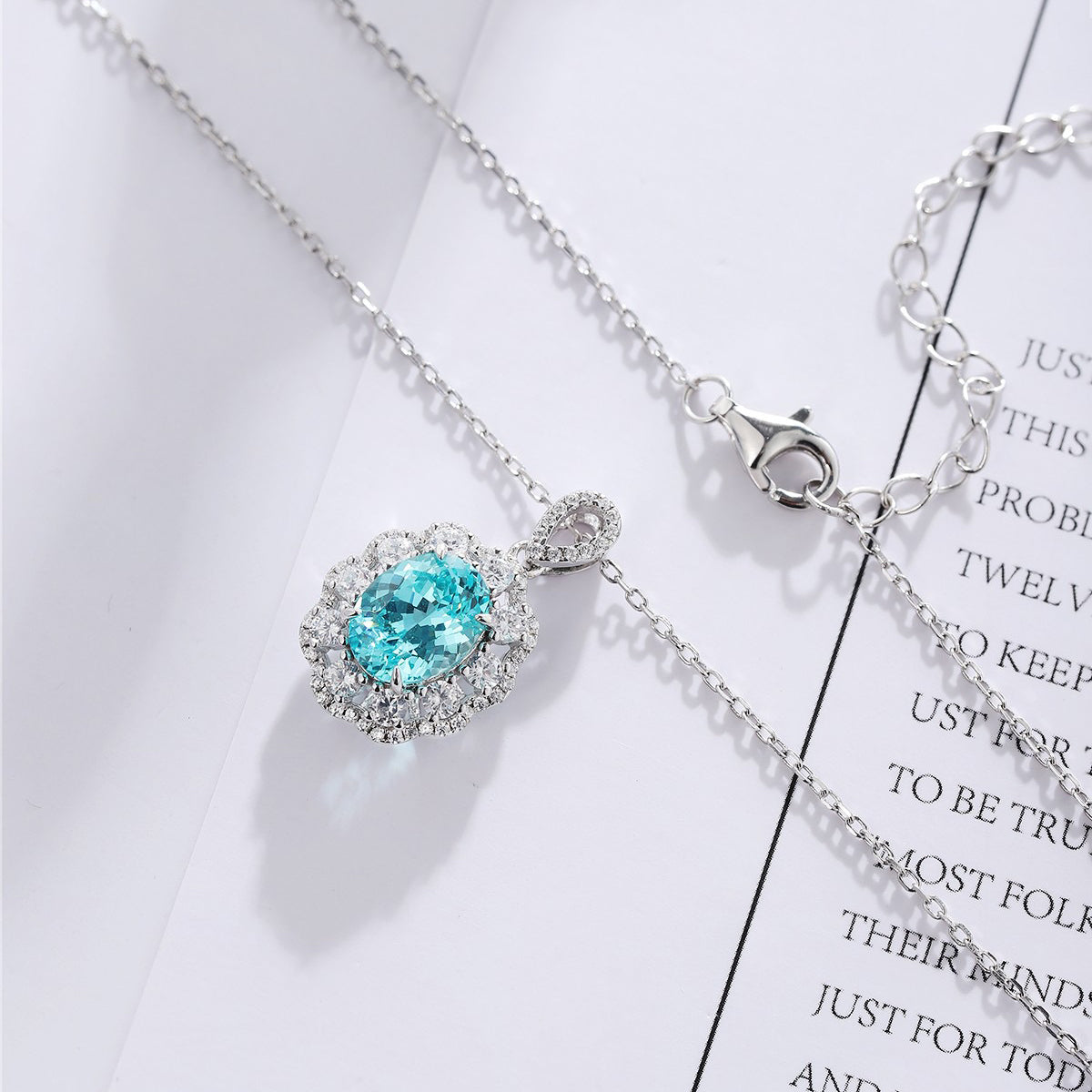 s925 sterling silver lab paraiba/ruby/sapphire/emerald/cobalt spinel & cz diamond necklace