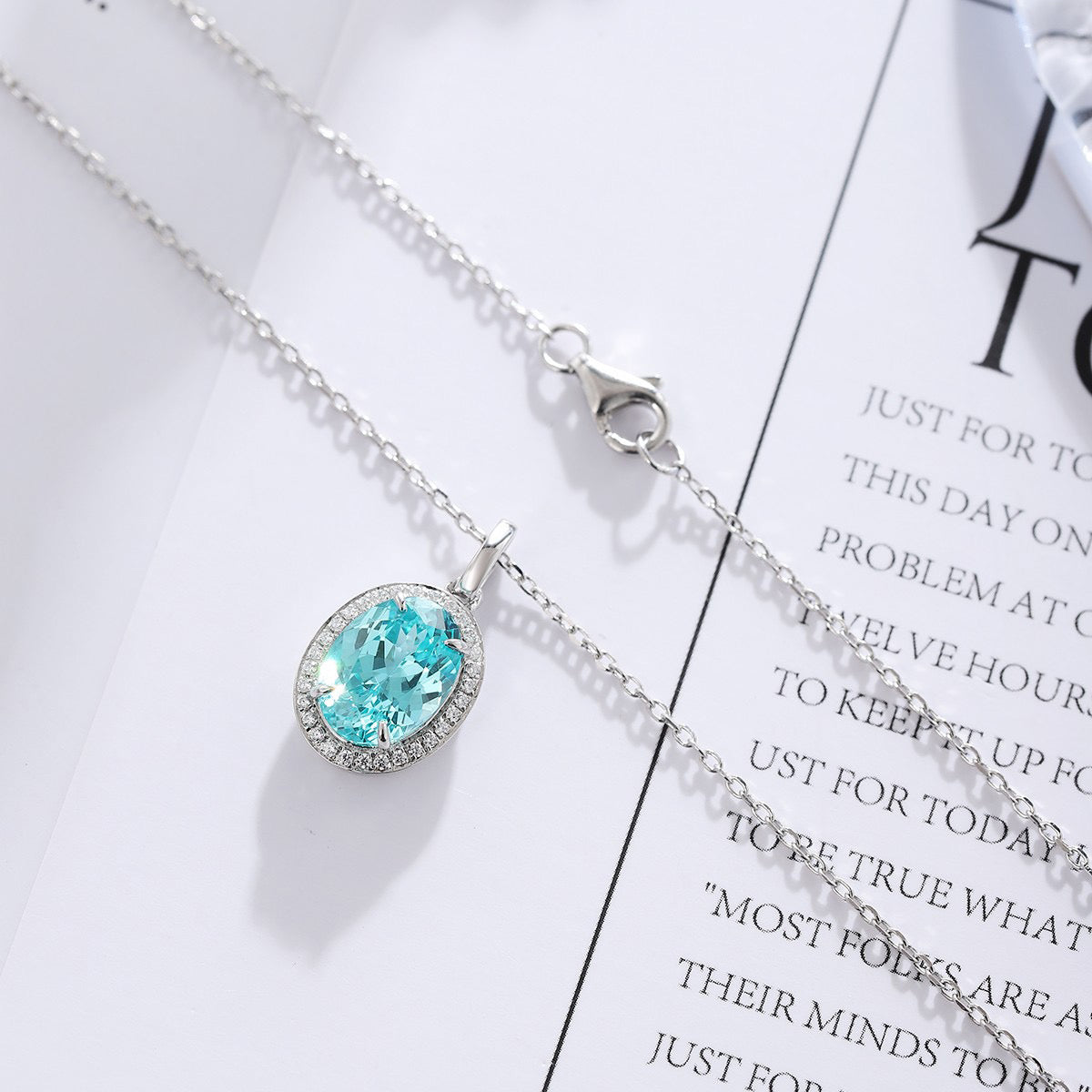 s925 sterling silver lab paraiba/ruby/sapphire/emerald/cobalt spinel & cz diamond necklace