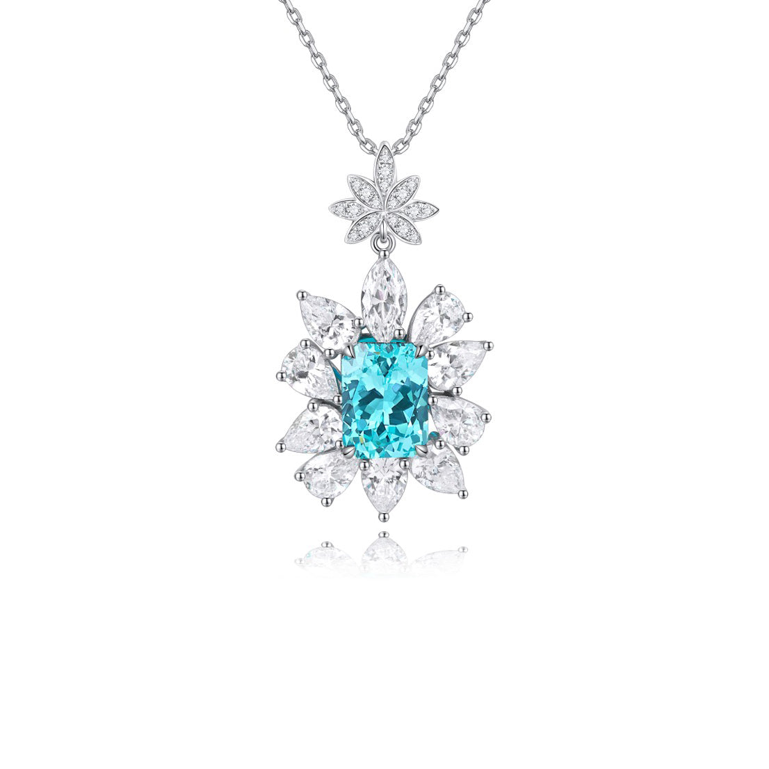 s925 sterling silver lab emerald/ruby/sapphire/pariaba/cobalt spinel & cz diamond necklace