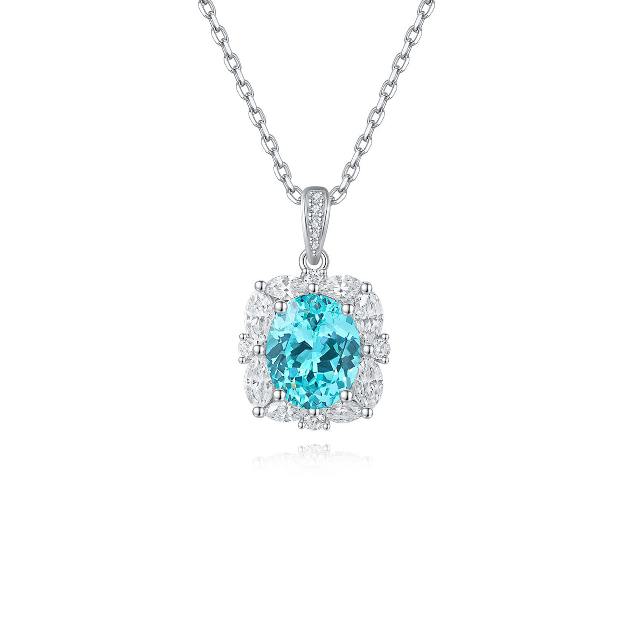 s925 sterling silver lab ruby/sapphire/emerald/paraiba/cobalt spinel & cz diamond necklace