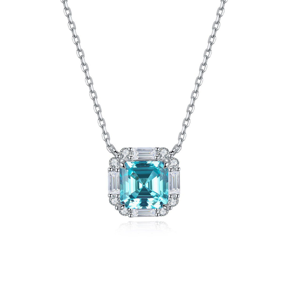 s925 sterling silver lab ruby/sapphire/emerald/paraiba/cobalt spinel & cz diamond necklace