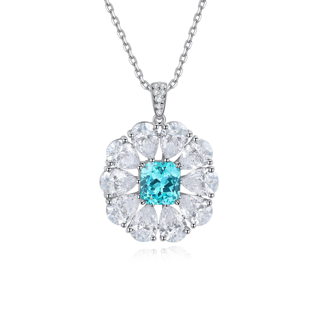 s925 sterling silver lab ruby/sapphire/emerald/paraiba/cobalt spinel & cz diamond necklace