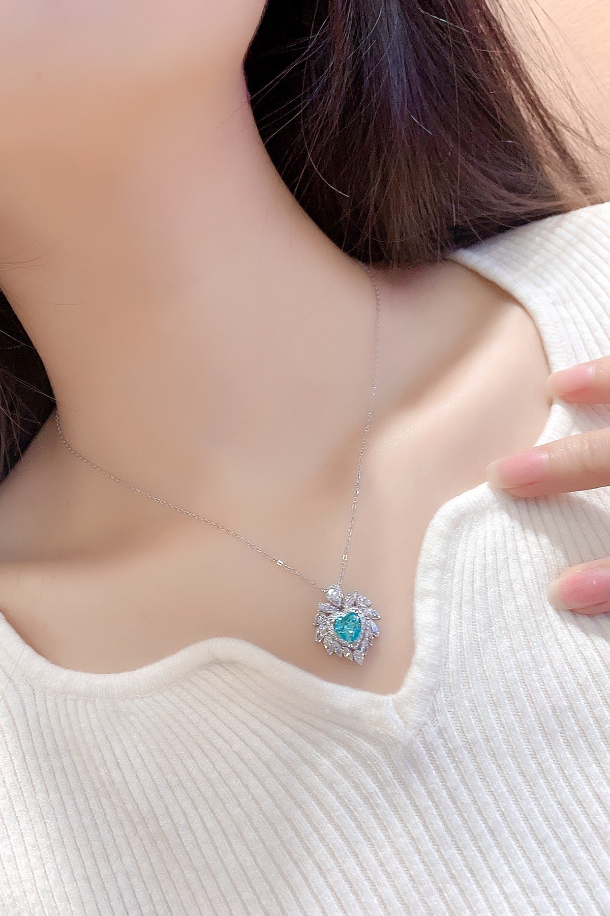 s925 sterling silver lab ruby/sapphire/emerald/paraiba & cz diamond necklace