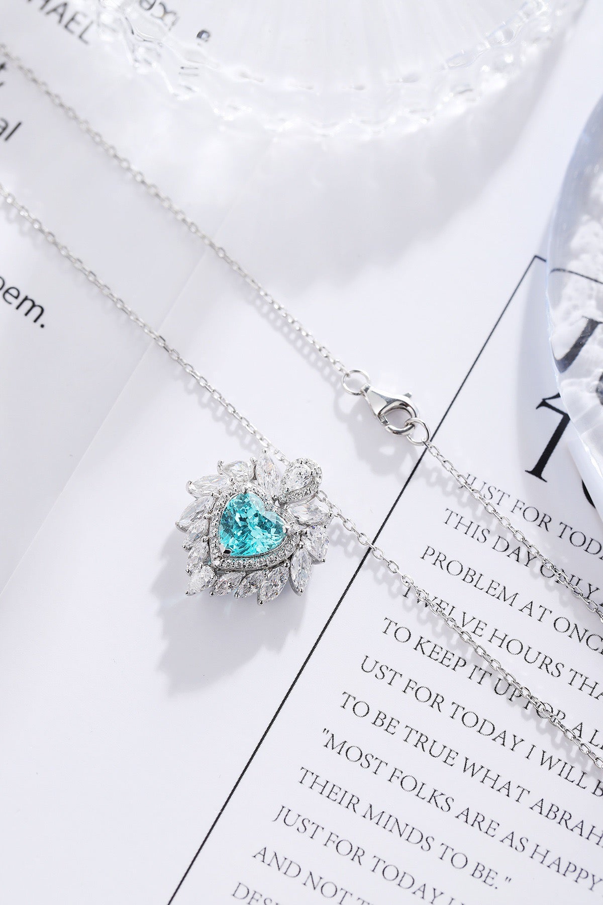 s925 sterling silver lab ruby/sapphire/emerald/paraiba & cz diamond necklace
