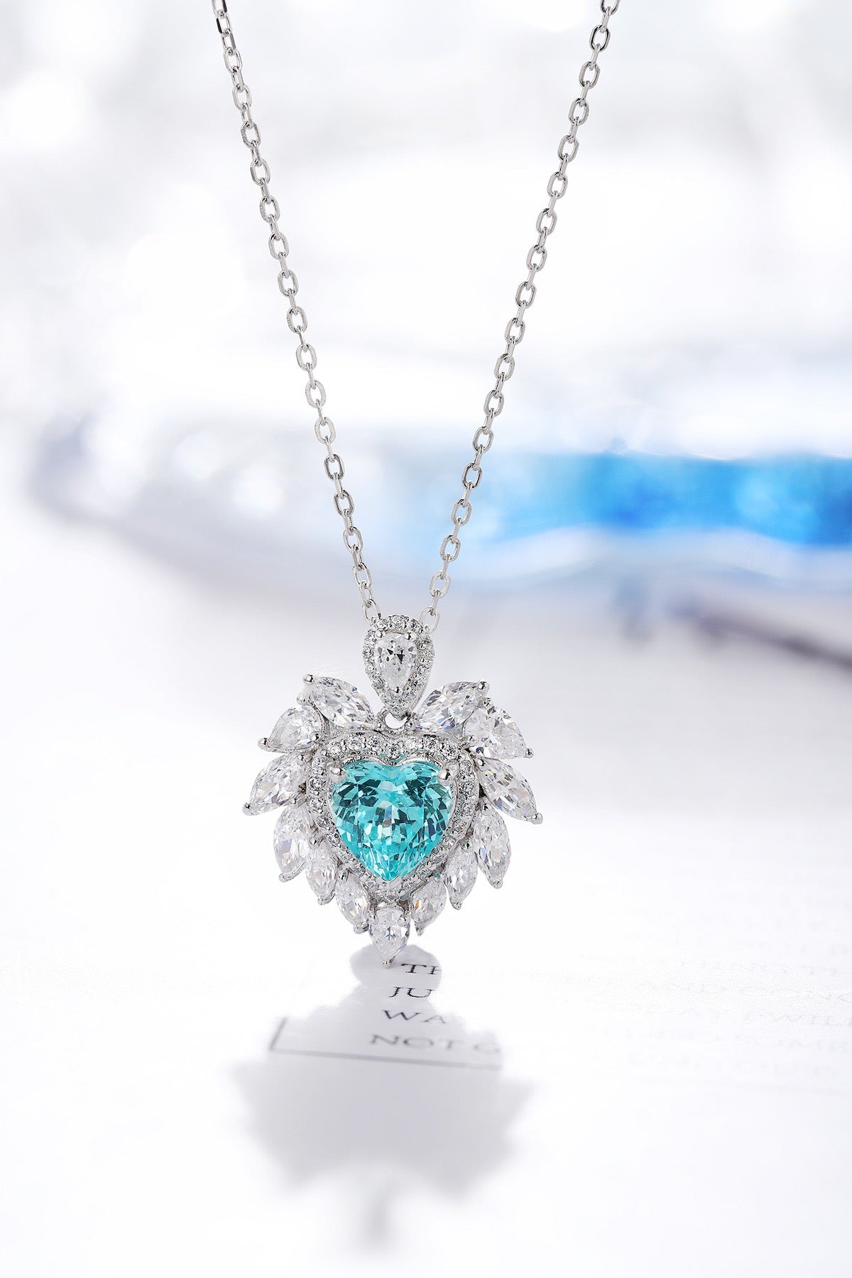 s925 sterling silver lab ruby/sapphire/emerald/paraiba & cz diamond necklace