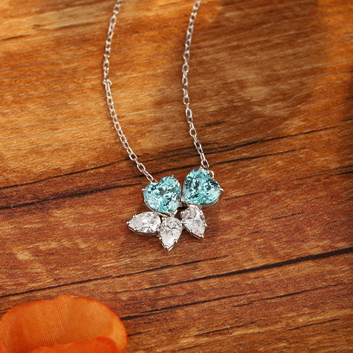 s925 sterling silver lab ruby/sapphire/emerald/paraiba & cz diamond necklace