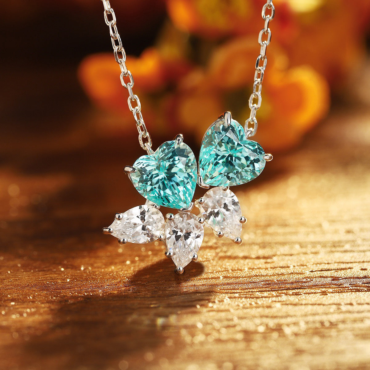 s925 sterling silver lab ruby/sapphire/emerald/paraiba & cz diamond necklace