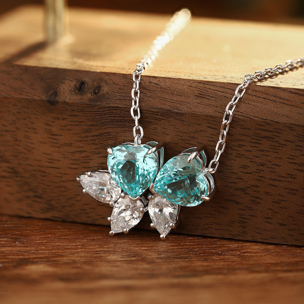 s925 sterling silver lab ruby/sapphire/emerald/paraiba & cz diamond necklace