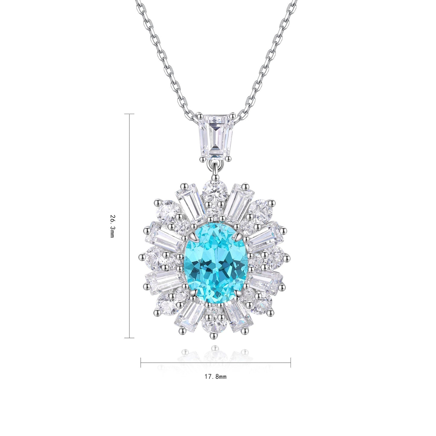 s925 sterling silver lab paraiba/cobalt spinel/emerald/sapphire/ruby & cz diamond necklace