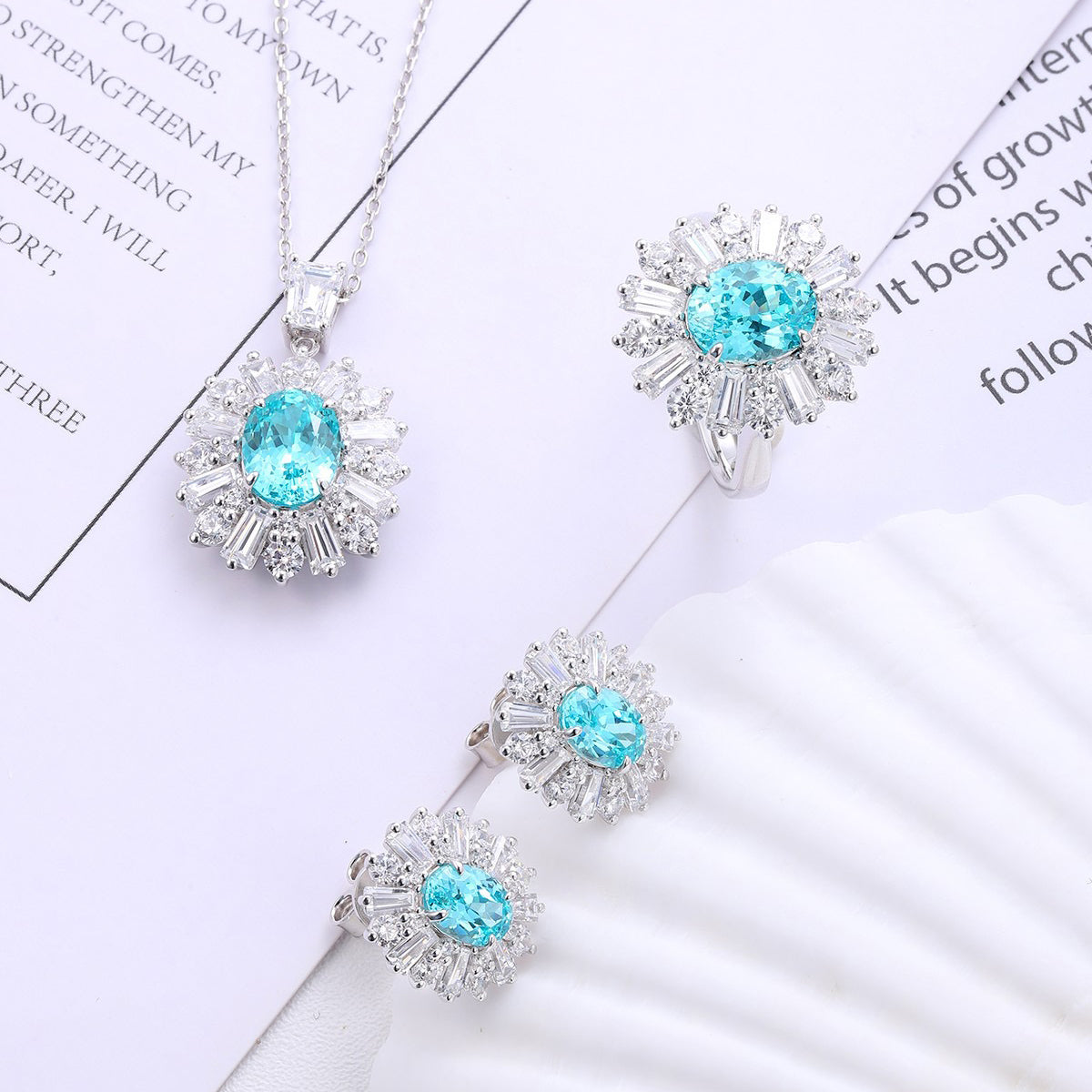 s925 sterling silver lab paraiba/cobalt spinel/emerald/sapphire/ruby & cz diamond necklace
