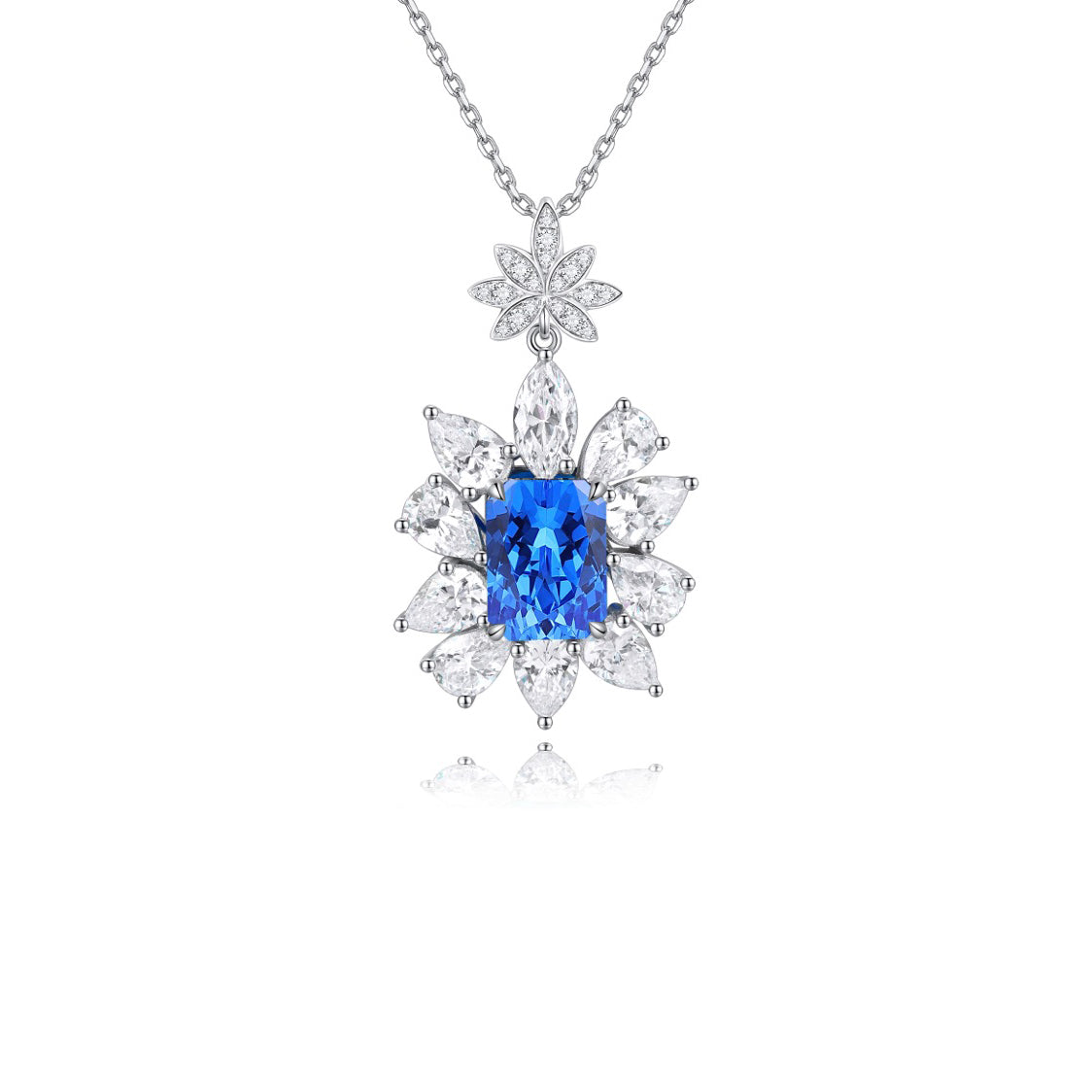 s925 sterling silver lab emerald/ruby/sapphire/pariaba/cobalt spinel & cz diamond necklace