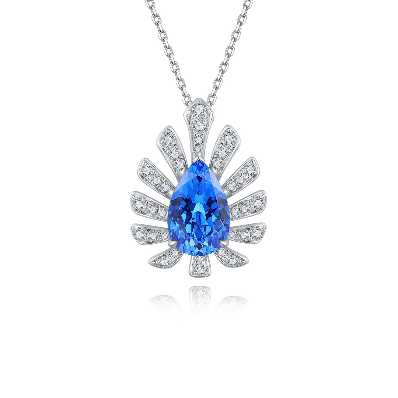 s925 sterling silver lab ruby/sapphire/emerald/paraiba/cobalt spinel & cz diamond necklace