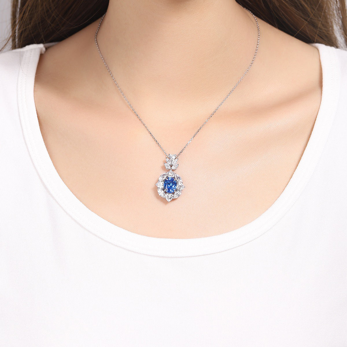 s925 sterling silver lab sapphire/ruby/emerald/paraiba/cobalt spinel & cz diamond necklace