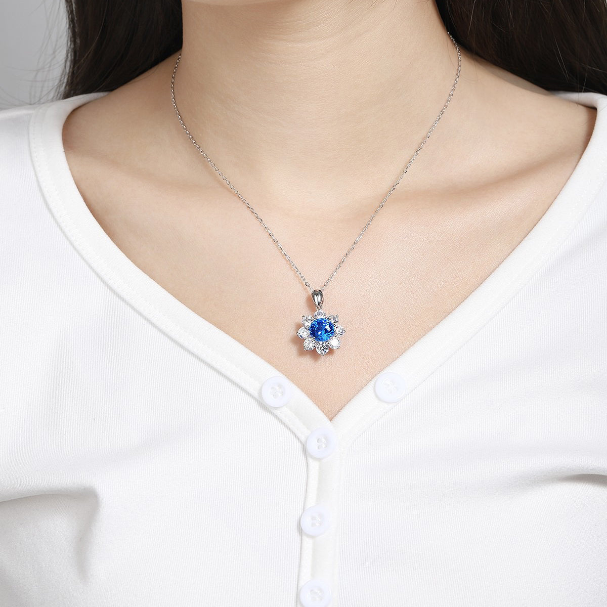 s925 sterling silver lab paraiba/ruby/emerald/cobalt spinel/sapphire & cz diamond necklace