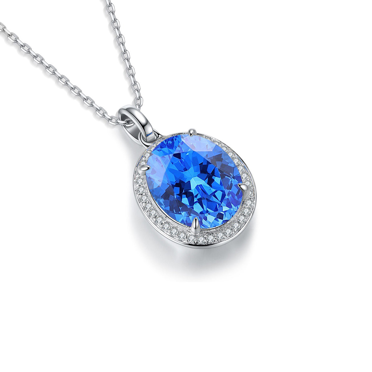 s925 sterling silver lab paraiba/ruby/sapphire/emerald/cobalt spinel & cz diamond necklace
