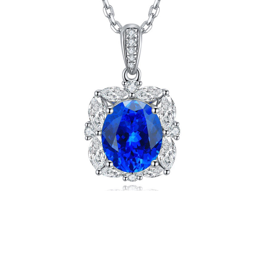s925 sterling silver lab ruby/sapphire/emerald/paraiba/cobalt spinel & cz diamond necklace