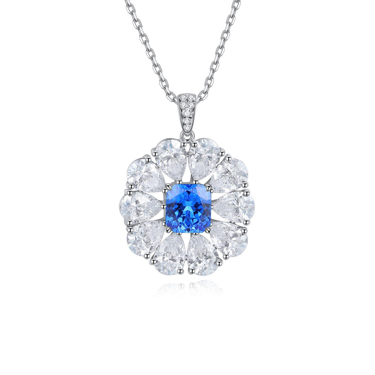 s925 sterling silver lab ruby/sapphire/emerald/paraiba/cobalt spinel & cz diamond necklace