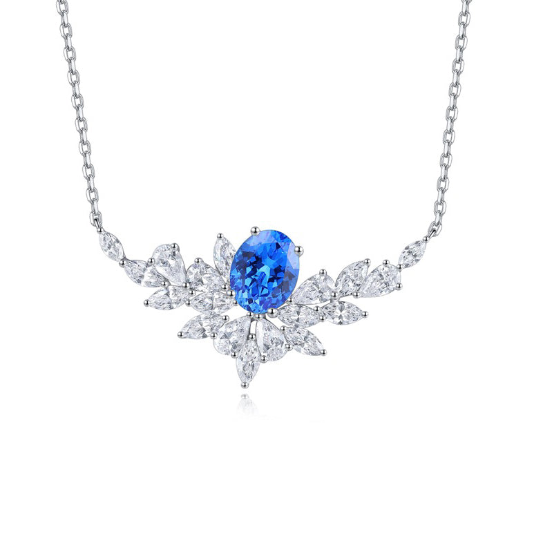 s925 sterling silver lab ruby/sapphire/emerald/paraiba/cobalt spinel & cz diamond necklace