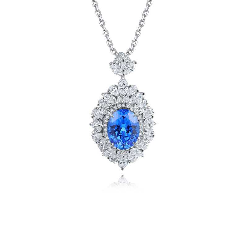 s925 sterling silver lab emerald/ruby/sapphire/paraiba/cobalt spinel & cz diamond necklace