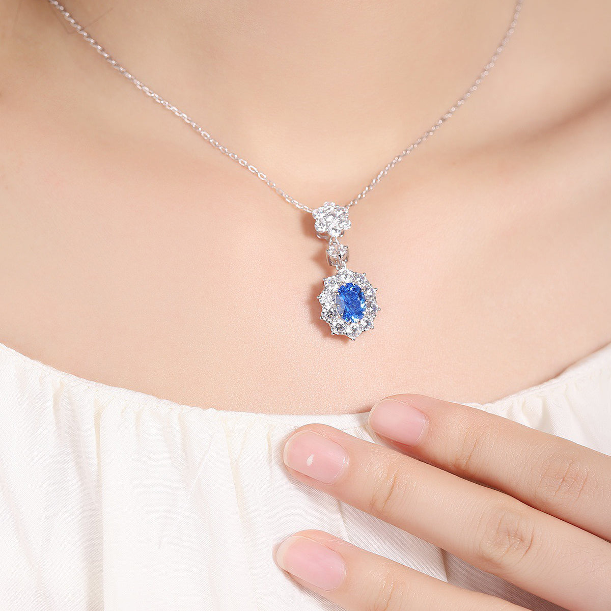 s925 sterling silver lab sapphire/ruby/emerald/paraiba/cobalt spinel & cz diamond necklace