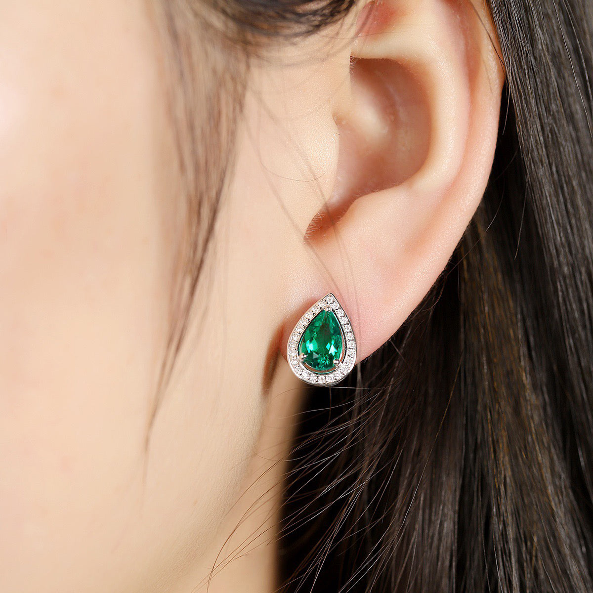 s925 sterling silver lab cobalt spinel/ruby/sapphire/emerald/paraiba & cz diamond stud earrings