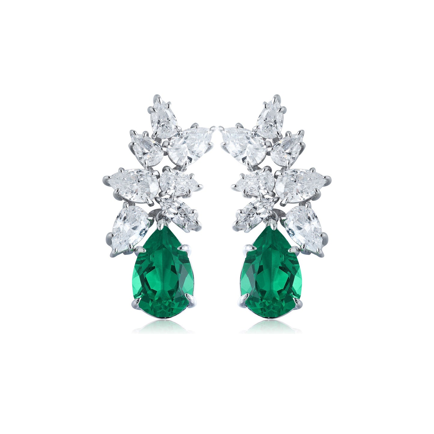 s925 sterling silver lab ruby/sapphire/emerald/paraiba & cz diamond earrings
