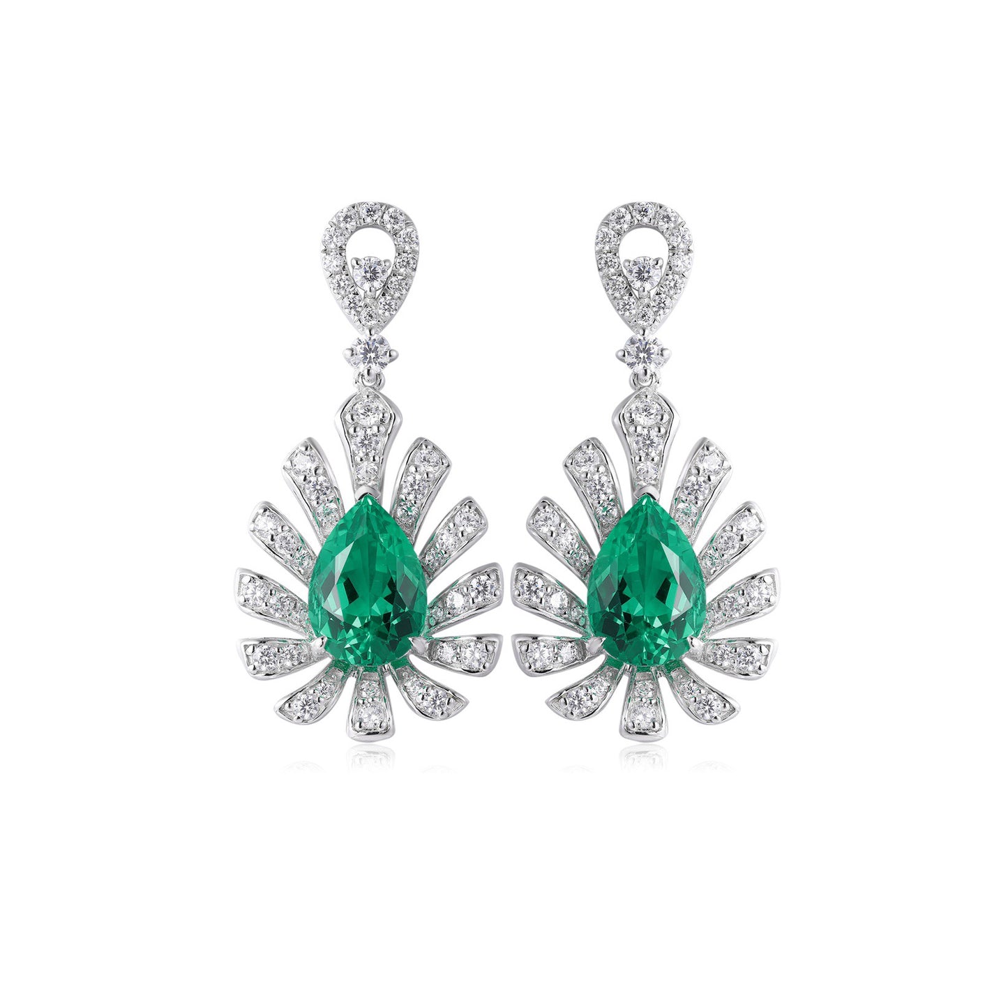 s925 sterling silver lab cobalt spinel/sapphire/emerald/ruby/paraiba & cz diamond earrings