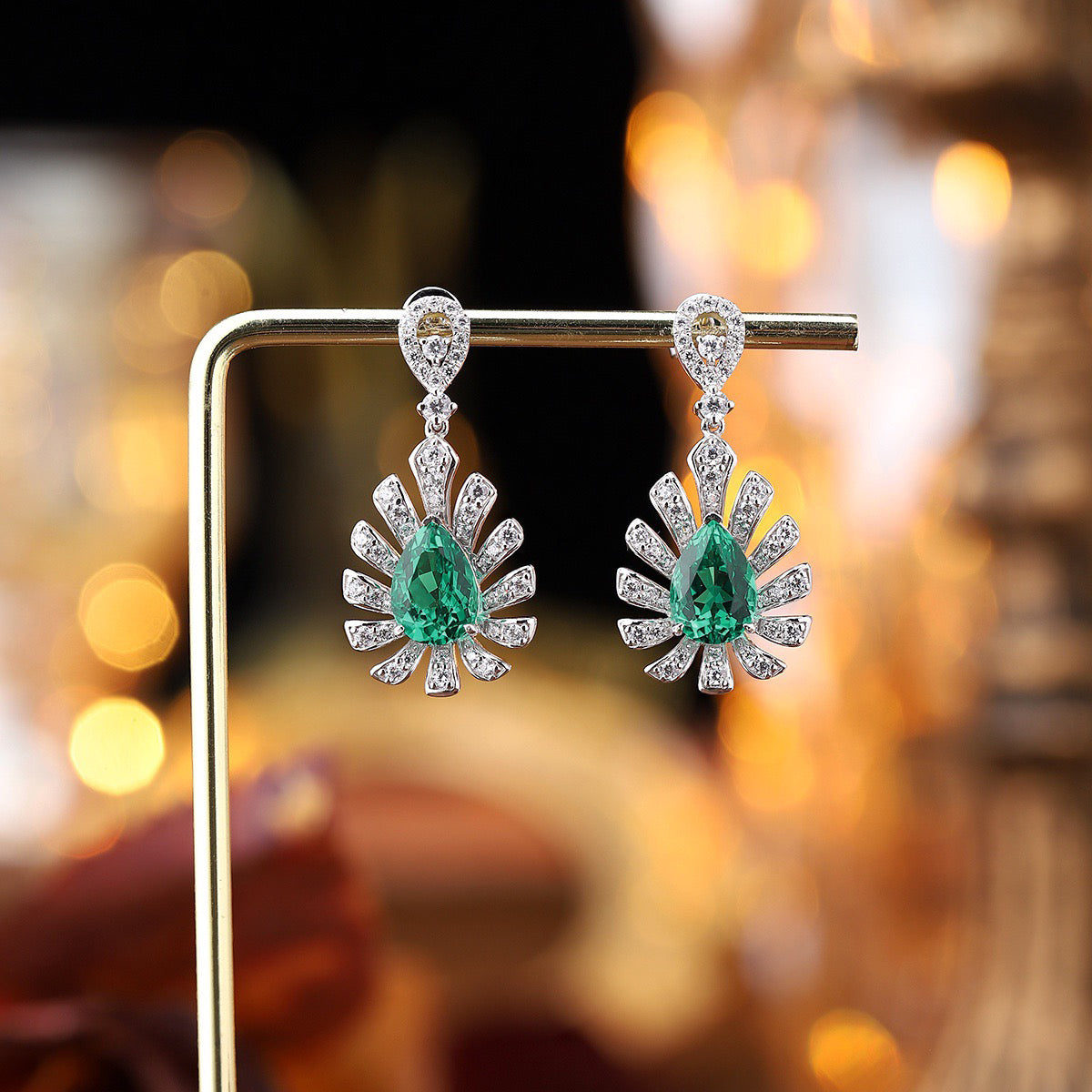 s925 sterling silver lab cobalt spinel/sapphire/emerald/ruby/paraiba & cz diamond earrings