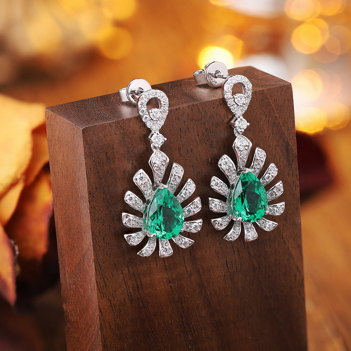 s925 sterling silver lab cobalt spinel/sapphire/emerald/ruby/paraiba & cz diamond earrings