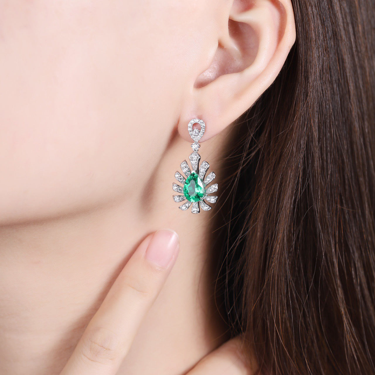 s925 sterling silver lab cobalt spinel/sapphire/emerald/ruby/paraiba & cz diamond earrings
