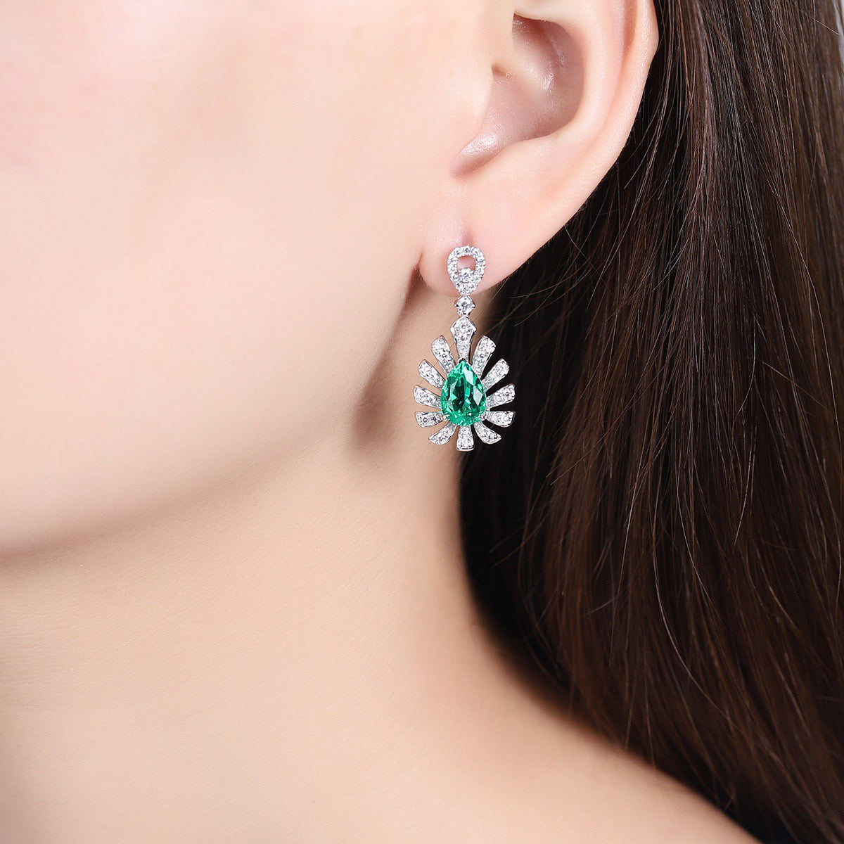 s925 sterling silver lab cobalt spinel/sapphire/emerald/ruby/paraiba & cz diamond earrings