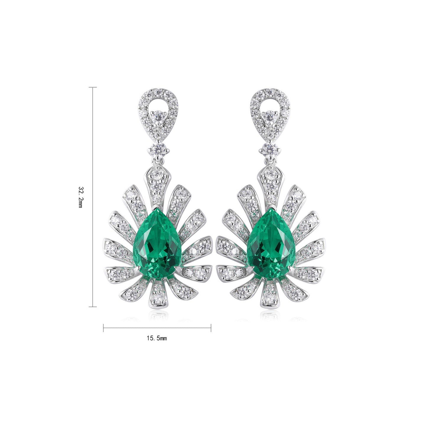 s925 sterling silver lab cobalt spinel/sapphire/emerald/ruby/paraiba & cz diamond earrings