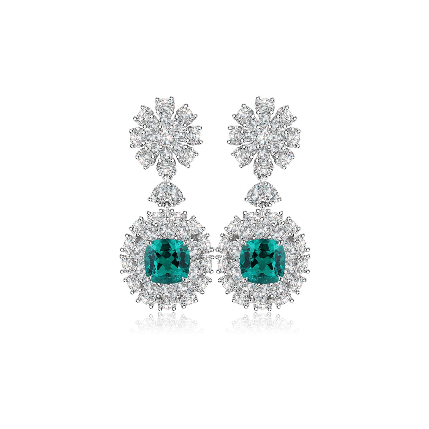 s925 sterling silver lab ruby/sapphire/emerald/paraiba & cz diamond earrings