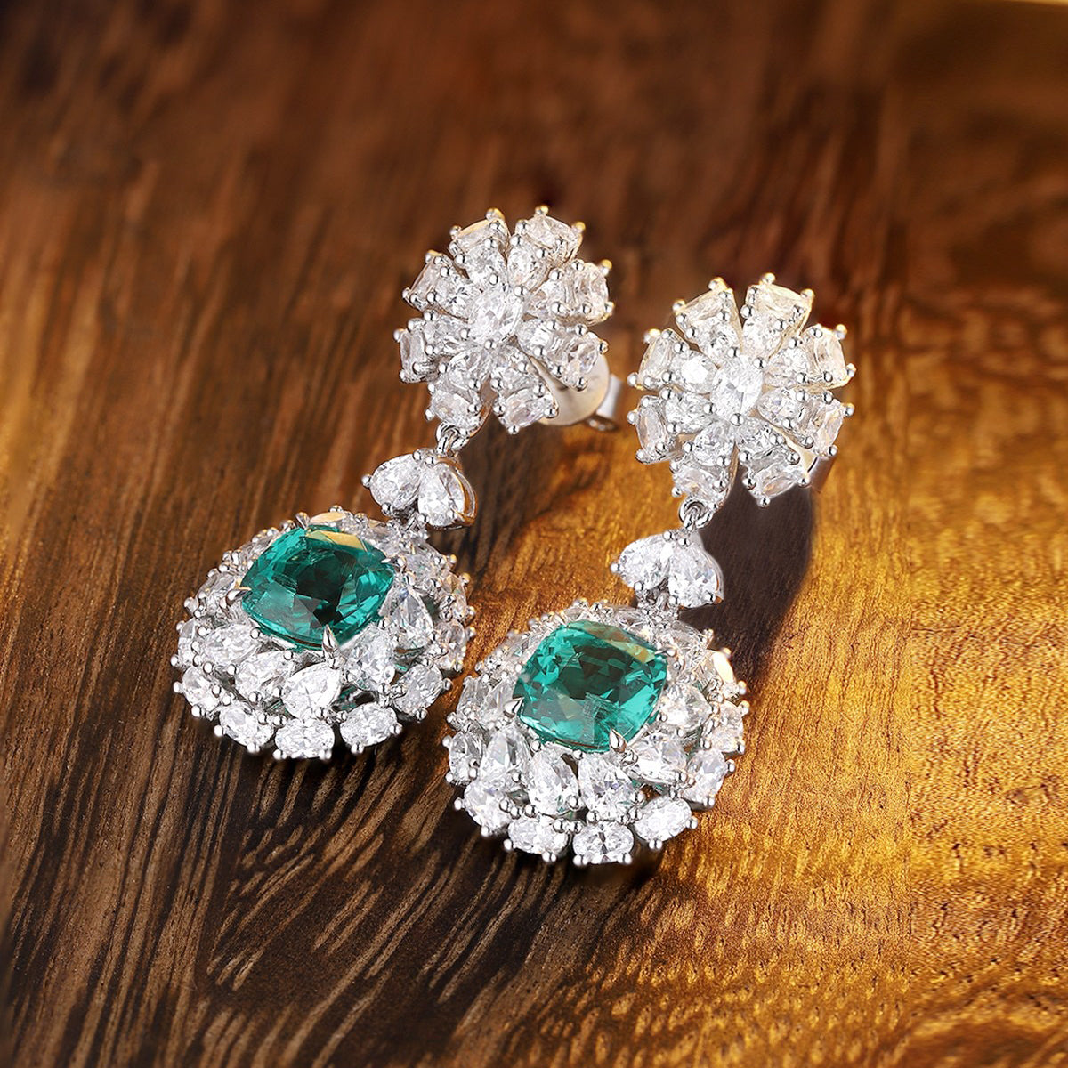 s925 sterling silver lab ruby/sapphire/emerald/paraiba & cz diamond earrings