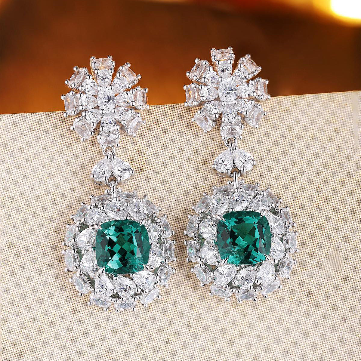 s925 sterling silver lab ruby/sapphire/emerald/paraiba & cz diamond earrings