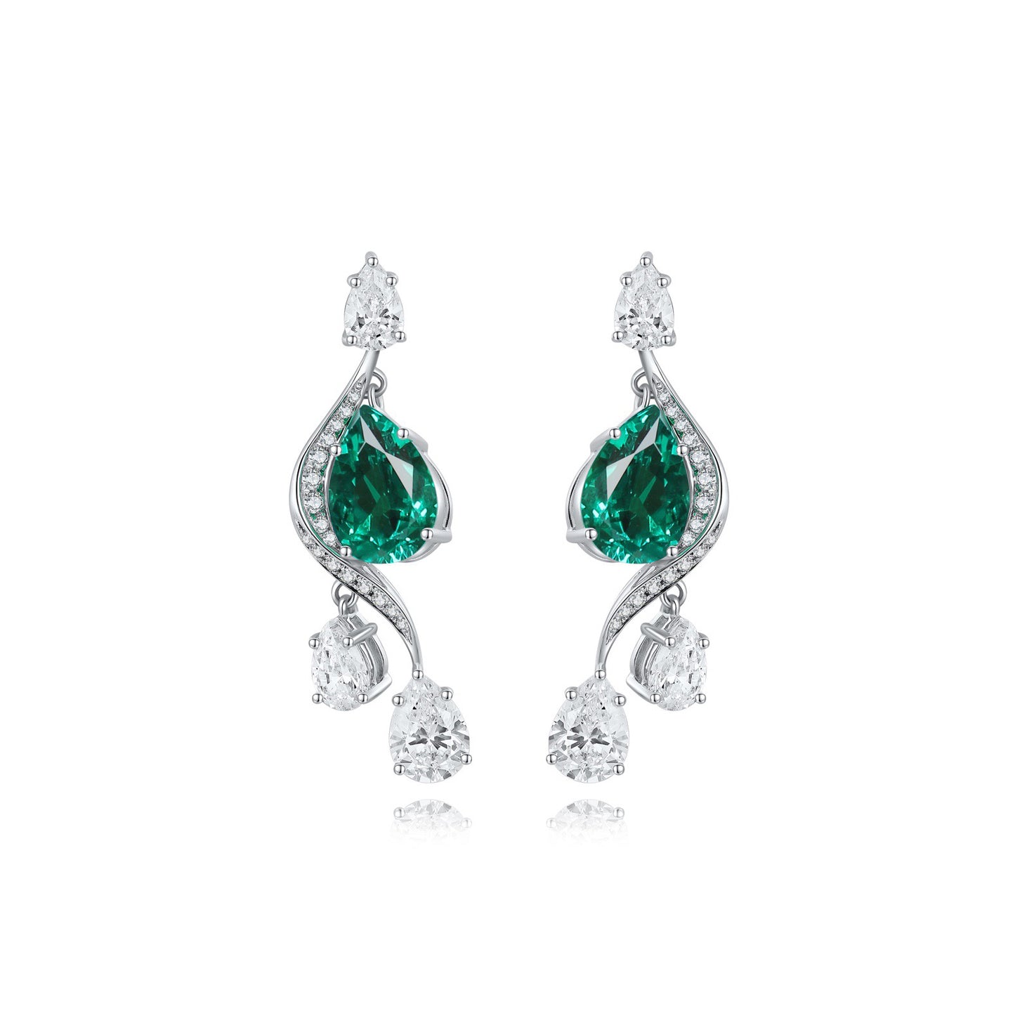 s925 sterling silver lab ruby/sapphire/emerald/paraiba & cz diamond earrings