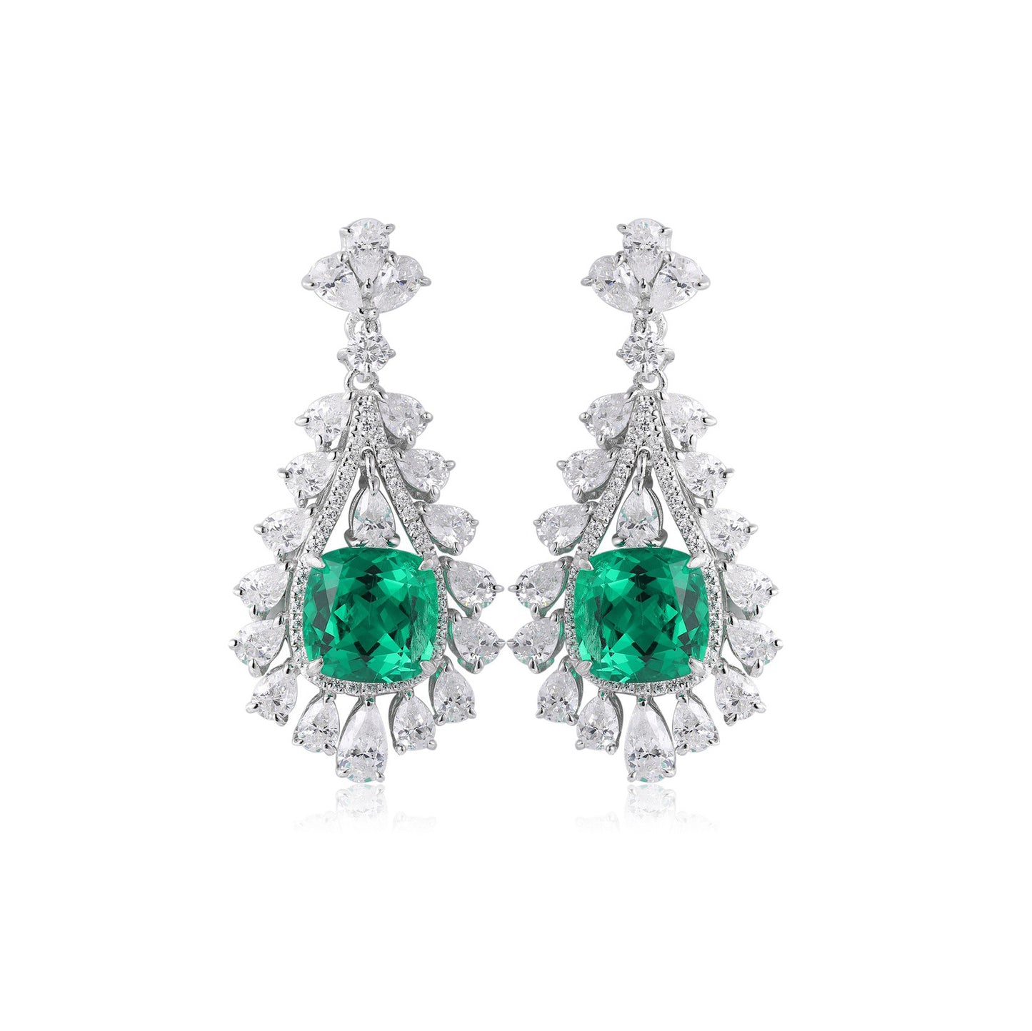 s925 sterling silver lab paraiba/emerald/sapphire/ruby & cz diamond earrings